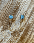 Aquamarine Guardian Hoops - Brass, Silver + Aquamarine - KMJ Emilie Shapiro Jewelry - Earrings
