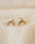 Crest Studs - Brass - KMJ Claire Sommers Buck Jewelry - Earrings