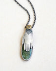 Hand Milagro Necklace - Oxidized Sterling Silver, Brass + Jade Gemstone - KMJ Claire Sommers Buck Jewelry - Necklaces