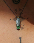 Hand Milagro Necklace - Oxidized Sterling Silver, Brass + Jade Gemstone - KMJ Claire Sommers Buck Jewelry - Necklaces