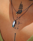 Hand Milagro Necklace - Oxidized Sterling Silver, Brass + Jade Gemstone