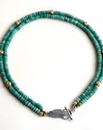 Holding Hands Necklace - Oxidized Sterling Silver + Jade Gemstone Beads - KMJ Claire Sommers Buck Jewelry - Necklaces