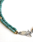 Holding Hands Necklace - Oxidized Sterling Silver + Jade Gemstone Beads - KMJ Claire Sommers Buck Jewelry - Necklaces