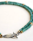 Holding Hands Necklace - Oxidized Sterling Silver + Jade Gemstone Beads