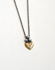 Sacred Heart Necklace - Oxidized Brass + Sterling Silver