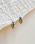 Sacred Heart Studs -Oxidized Brass + Sterling Silver