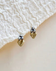 Sacred Heart Studs -Oxidized Brass + Sterling Silver - KMJ Claire Sommers Buck Jewelry - Earrings