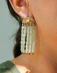 Sacred Roots Earrings - Oxidized Brass, Sterling Silver + Jade Gemstone Beads