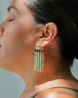 Sacred Roots Earrings - Oxidized Brass, Sterling Silver + Jade Gemstone Beads - KMJ Claire Sommers Buck Jewelry - Earrings