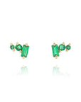Petite Post Earrings in Emeralds - 18k Gold