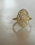 Honeycomb Lace Oval Ring - 14k Gold + Diamonds