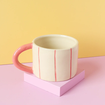 Bubblegum Short Ceramic Coffee Mug - Stripes