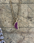 Ruby Guardian Pendant - Brass + Ruby