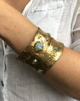 Kindling Cuff - Brass, Aquamarine, Emerald + Tanzanite