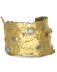 Kindling Cuff - Brass, Aquamarine, Emerald + Tanzanite