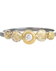 In Bloom Stacking Ring - Dusted Blooms - 22k Gold Dust, 18k Gold, Oxidized Silver + Reclaimed Diamonds