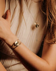 Paloma Cuff - African Turquoise, Brass + Sterling Silver - KMJ Claire Sommers Buck Jewelry - Bracelets