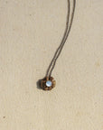 Petite Flora Necklace - Oxidized Brass, Sterling Silver + Blue Moonstone Glass - KMJ Claire Sommers Buck Jewelry - Necklaces