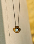 Petite Flora Necklace - Oxidized Brass, Sterling Silver + Blue Moonstone Glass