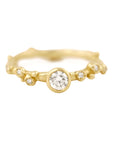 Encrusted 1 Branch Solitaire Diamond Ring - 14k Gold + Diamonds