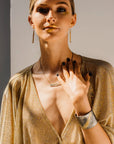 Slice Statement Cuff - 22k Gold + Oxidized Silver - KMJ Kate Maller Jewelry Jewelry - Bracelets