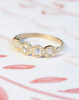 Ribbed Rose Cut Topper Band - 18k Yellow Gold + Rose Cut and Round Brilliant Cut Diamonds (.25 ctw)