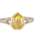 1.75 ctw Yellow Shield Rose Cut Diamond - 18ky/18kpw Gold + VS Diamonds
