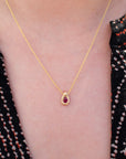 Teardrop Ruby Necklace - 18 KT