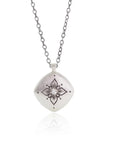 Lotus Cushion Pendant - Diamond + Sterling Silver