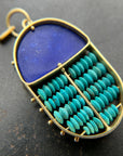 Lapis + Turquoise Scarab Pendant - 18k Gold, Lapis Lazuli + Persian Turquoise - KMJ Hilary Finck Jewelry - Necklace