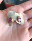 Sea Star Studs- Ruby, Brass + Sterling Silver - KMJ Emilie Shapiro Jewelry - Earrings