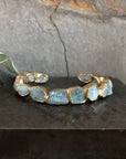 Slim Seafaring Cuff - Brass + Aquamarine