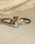 Solis Cuff - Oxidized Brass, Sterling Silver + Blue Moonstone Glass - KMJ Claire Sommers Buck Jewelry - Bracelets
