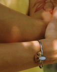 Solis Cuff - Oxidized Brass, Sterling Silver + Blue Moonstone Glass - KMJ Claire Sommers Buck Jewelry - Bracelets