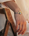Solis Cuff - Oxidized Brass, Sterling Silver + Blue Moonstone Glass - KMJ Claire Sommers Buck Jewelry - Bracelets