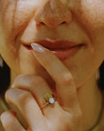 Solis Ring - Oxidized Brass, 14k Gold-Fill, Sterling Silver + Blue Moonstone Glass - KMJ Claire Sommers Buck Jewelry - Rings