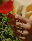 Solis Ring - Oxidized Brass, 14k Gold-Fill, Sterling Silver + Blue Moonstone Glass - KMJ Claire Sommers Buck Jewelry - Rings