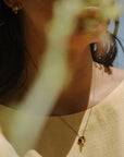 Solis Studs - Oxidized Brass, Sterling Silver + Blue Moonstone Glass - KMJ Claire Sommers Buck Jewelry - Earrings