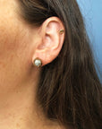 Solo Immersion Studs - Aquamarine + Brass - KMJ Emilie Shapiro Jewelry - Earrings