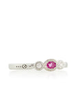 Oval + Round Charm Ring - Sterling Silver, Pink Sapphire + Diamond