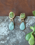 Calm Waters Earrings - Brass, Aquamarine + Green Garnet - KMJ Emilie Shapiro Jewelry - Earrings