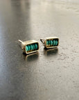 Captured Persian Turquoise Box Studs - 14k Gold + Persian Turquoise - KMJ Hilary Finck Jewelry - Earrings