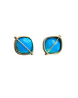 Turquoise Cushion Studs - 18k Gold + Turquoise - KMJ Hilary Finck Jewelry - Earrings