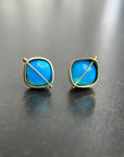 Turquoise Cushion Studs - 18k Gold + Turquoise - KMJ Hilary Finck Jewelry - Earrings