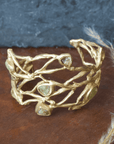 Undercurrent Cuff - Brass + Green Garnet - KMJ Emilie Shapiro Jewelry - Bracelets