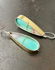 Captured Opalized Wood Teardrop Earrings - 18k/14k Gold + Sterling Silver - KMJ Hilary Finck Jewelry - Earrings