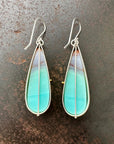 Captured Opalized Wood Teardrop Earrings - 18k/14k Gold + Sterling Silver - KMJ Hilary Finck Jewelry - Earrings