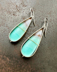 Captured Opalized Wood Teardrop Earrings - 18k/14k Gold + Sterling Silver - KMJ Hilary Finck Jewelry - Earrings