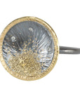 Sun Rays Ring - 22k/18k Gold, Oxidized Silver + VS White Diamonds