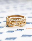 Ribbed Nestle Eternity Band - l8k Yellow Gold + Diamonds (.35 ctw)